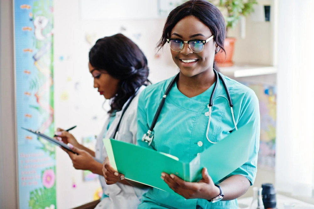 nurse with a binder